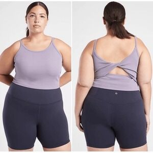 Athleta Womens Twist Back Cropped Tank Top Size 1X Purple Performance Athleisure